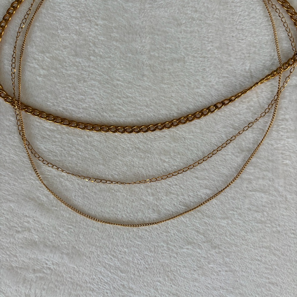 three layer gold chain necklace - Picture 1 of 4
